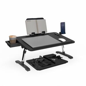 Adjustable Black Laptop Desk with Accessories